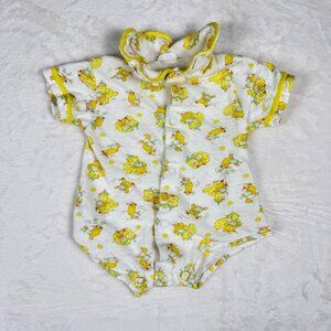 Vintage Carters Infant Baby Yellow Clown One Piece Outfit 0-3 Months